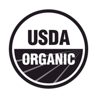 A circular USDA Organic certification logo with a black outer ring, white background, and a dark lower half containing the words 'USDA ORGANIC' in black and white.